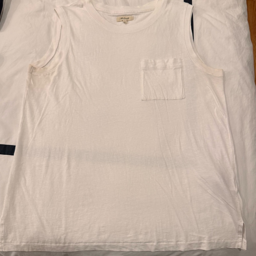 Madewell White Sleeveless T-Shirt
